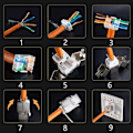 Miniatyrbild 6 av 7: Skärmad CAT8 Cat7 Cat6a Keystone Jack RJ45 Verktygslös Typ Zink Legering Modul Adapter Koppling