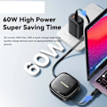 Miniatyrbillede 5 af 6: Bedste kvalitet USB C Til Tpye C kabel PD 60W til hurtig opladning data rejse multi funktionel ledning med holder opbevaring boks