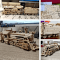 Miniatyrbillede 4 af 8: 3d træ damp tog model legetøj børn byggeklods puslespil lind montage simulering køretøj tog