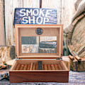 Miniatyrbillede 6 af 6: Hygrometer fugter bærbar ryger  tilbehør glas vindue cigaret ceder træ etui