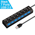 Miniatyrbild 4 av 5: Hög Speed 7 Portar USB HUB 2.0 Adapter Expander Multi USB Splitter Multiple Extender med LED Lampa