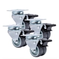 Miniatyrbilde 1 av 9: 4 STK Hjul Hjul 2 tommers Heavy Duty Swivel Mykt Gummi Ruller med brems