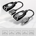 Miniatyrbillede 2 af 7: 2 stykker USB til RJ45 LAN Kabel Forlænger Adapter Extender Over Cat5 RJ45 Cat6 Patch Cord