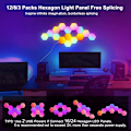 Miniatyrbilde 6 av 8: 8 stykker RGB LED Heksagon Lys Bluetooth Innendørs Vegg Lys APP Fjernkontroll Kontroll Natt Lys