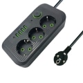 Miniatyrbilde 1 av 6: Elektrisk Socket Med 3 USB Lading For Telefoner 1,8M Forlenger ledning Socket