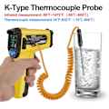 Miniatyrbild 9 av 9: Digital Infraröd Termometer 800/600/400C Adaptiv Emissivitet Beröringsfri Temperatur Meter Laser Pyrometer