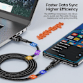 Miniatyrbild 3 av 6: USB Typ C Kabel Snabb Laddning USB C Laddare sladd 2m