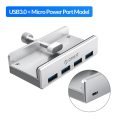 Miniatyrbild 6 av 7: 4 USB 3.0 HUB med strömförsörjning Super hög hastighet expansion 5GBPS data överföring lämplig för bärbar dator