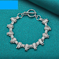 Pikkukuva 3 / 4: 925 Sterling Hopea Pyöreä Risti Sileä Design Charm 20cm ketju ranneke naisille