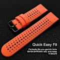 Miniatyrbillede 5 af 6: Quickfit 26 mm silikone blødt sportsvandtæt åndbart armbånd til Garmin Fenix 5X Plus, Fenix 6X Pro/safir, Enduro, Tactix Bravo Orange-svart