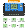Miniatyrbillede 3 af 5: Solcelleladningsregulator, Dobbelte USB-porte Intelligent Solpanel Batteriregulator, Multifunktionel Justerbar LCD-skærm Gadelampecontroller, 12V