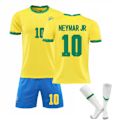 Miniatyrbillede 1 af 2: Brasilien Hjemme Gul Trøje Sæt Børn Voksne Fodboldtrøje Trænings Trøje No.10 NEYMAR JR No.10 NEYMAR JR No.10 NEYMAR JR L No.10 NEYMAR JR