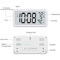 Miniatyrbild 2 av 5: Digital väckarklocka, skrivbordsklocka, batteridriven LCD elektronisk klocka dekorationer för sovrum kök kontor - Vit
