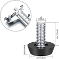 Pikkukuva 5 / 5: 22 kpl Säädettävät huonekalujalat, M8 x 20 mm, Kierrettävät säätöjalat, Lattiasuoja, Pyöreä pohja, Tuolinjalkaruuvit