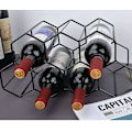 Miniatyrbillede 1 af 5: Fritstående vinstativ i metal til 9 flasker - Sort honeycomb-design