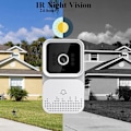 Miniatyrbild 5 av 5: Smart Trådlös Fjärrstyrd Videodörrklocka Intercom HD Mörkerseende WiFi Dörrklocka Stöldskydd, Tvåvägskommunikation