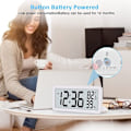 Miniatyrbild 3 av 5: Digital väckarklocka, skrivbordsklocka, batteridriven LCD elektronisk klocka dekorationer för sovrum kök kontor - Vit