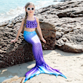 Miniatyrbillede 1 af 3: Fiskehale badedragt til børns strandbikini havfrue badedragt 8-9 år gammel - Perfekt 8-9 år 130# 8-9 years old