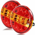 Miniatyrbillede 1 af 5: 2 stk. 12/24V LED-baglygter til trailer Rund belysning Hamburg til lastbil campingvogn (rød & gul, rund)