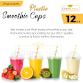 Miniatyrbillede 2 af 5: 100 stk. plastik smoothiekopper med kuppelformede låg - Smoothiekopper med låg til smoothies - Genanvendelige engangskopper (100-pak) 12oz