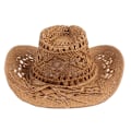 Miniatyrbillede 2 af 4: Cowboyhat i strå med bred skygge, hul solhat Khaki