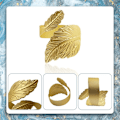 Miniatyrbillede 2 af 5: Bladformede Servietringe til Fest, Bryllup, Familie, Formelle Lejligheder, Dekoration (12 Sæt) (Guld)