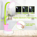 Miniatyrbillede 5 af 5: Børnelampe, LED-skrivebordslampe, dæmpbar sengelampe med berøringssensor, læselampe med penholder, USB-genopladelig børnelampe (pink)
