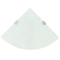 Hörnhylla glas med förkromade hyllkonsoler vit 35x35 cm