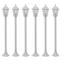Lyktstolpar för trädgård 6 st E27 110 cm aluminium vit