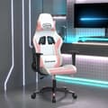 Gamingstol vit och rosa konstläder