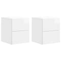 Väggmonterat Sängbord 2 pcs Vit högglans 33 x 34,5 x 40 cm