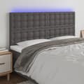 Sänggavel LED grå 160x5x118/128 cm konstläder