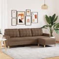 3-sitssoffa med fotpall Brun 210 cm tyg