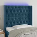 Sänggavel LED mörkblå 103x16x118/128 cm sammet