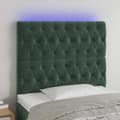 Sänggavel LED mörkgrön 100x7x118/128 cm sammet