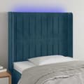Sänggavel LED mörkblå 93x16x118/128 cm sammet