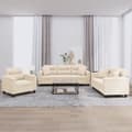 Soffgrupp med kuddar 3 delar Beige mikrofibertyg