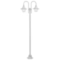 Lyktstolpe för trädgård E27 220 cm aluminium 2 lyktor vit
