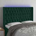 Sänggavel LED grön 147x16x118/128 cm sammet