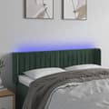Sänggavel LED mörkgrön 147x16x78/88 cm sammet