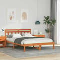Sängram Brun 135 x 190 cm Massiv furu