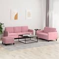 Soffgrupp 3 delar rosa sammet