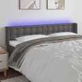 Sänggavel LED grå 183x16x78/88 cm konstläder
