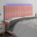 Sänggavel LED rosa 200x5x118/128 cm sammet