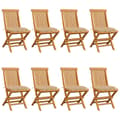 Trädgårdsstolar med beige dynor 8 st massiv teak