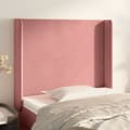 Sänggavel med kanter rosa 93x16x118/128 cm sammet