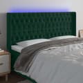 Sänggavel LED mörkgrön 183x16x118/128 cm sammet