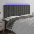 Sänggavel LED mörkgrå 160x5x118/128 cm sammet
