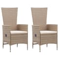 Trädgårdsstolar 2 st med dynor konstrotting beige