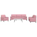 Soffgrupp med dynor och bolster 3 delar rosa sammet